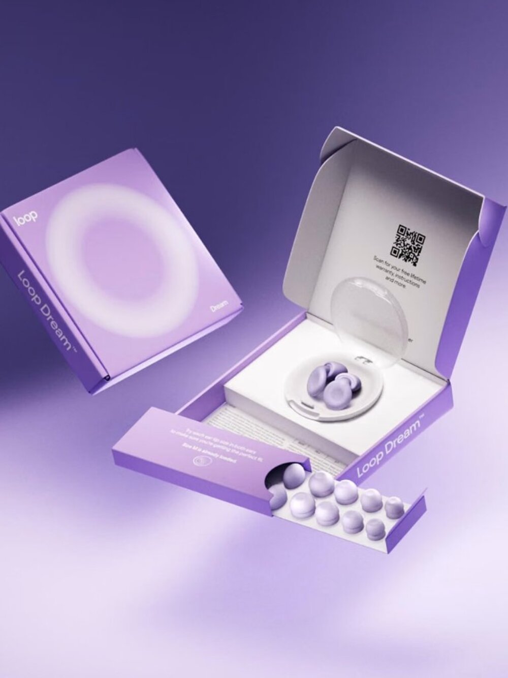 LOOP Dream EAR PLUGS - Lilac - Soft Silicone for Sleep & Snoring - NEW IN BOX!